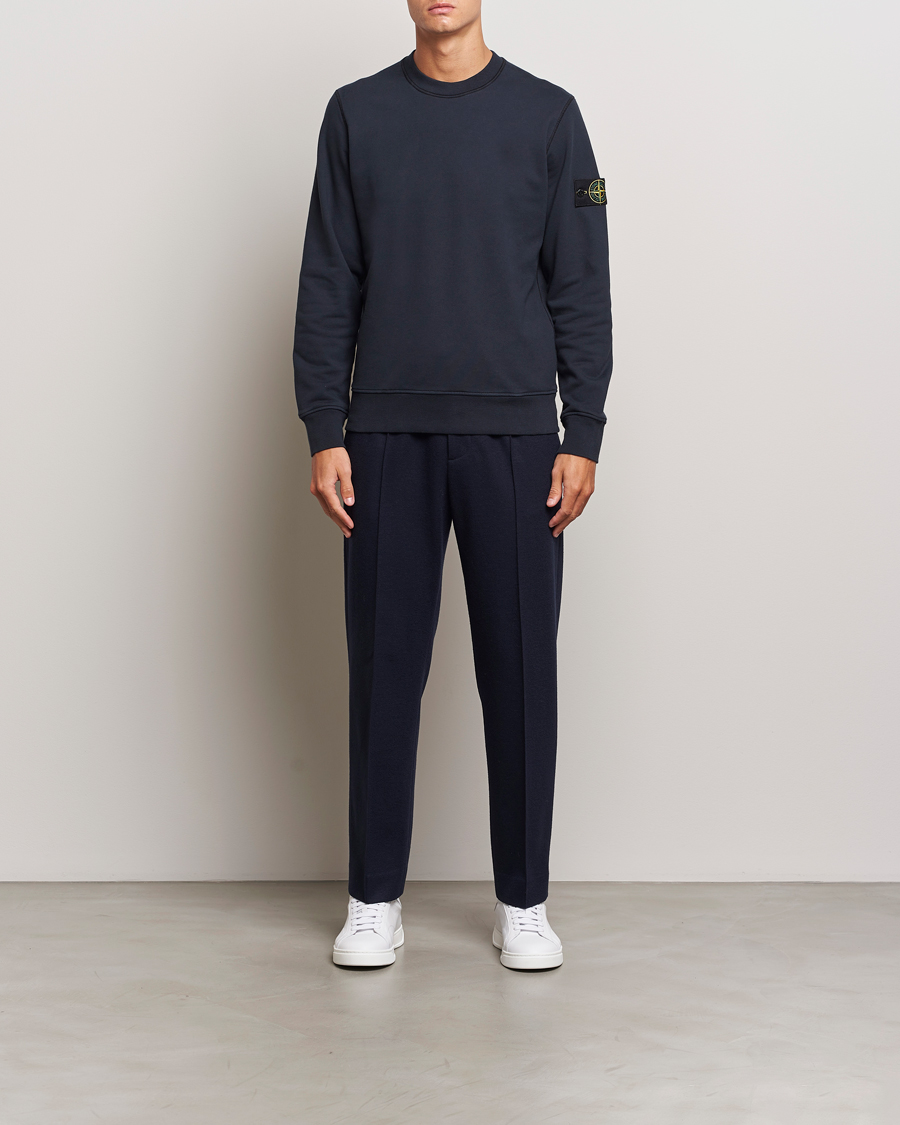 Men | Sweaters & Knitwear | Stone Island | Garment Dyed Fleece Sweatshirt Navy Blue