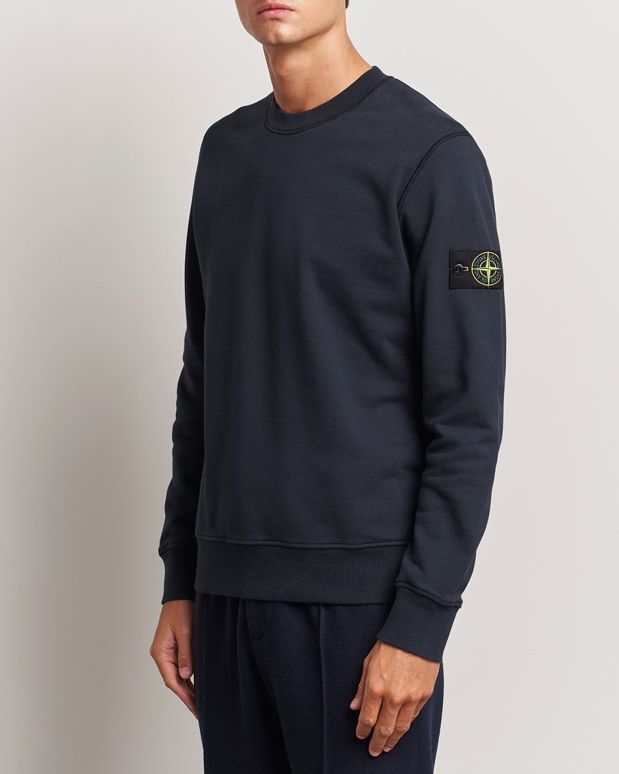 Men | Sweaters & Knitwear | Stone Island | Garment Dyed Fleece Sweatshirt Navy Blue