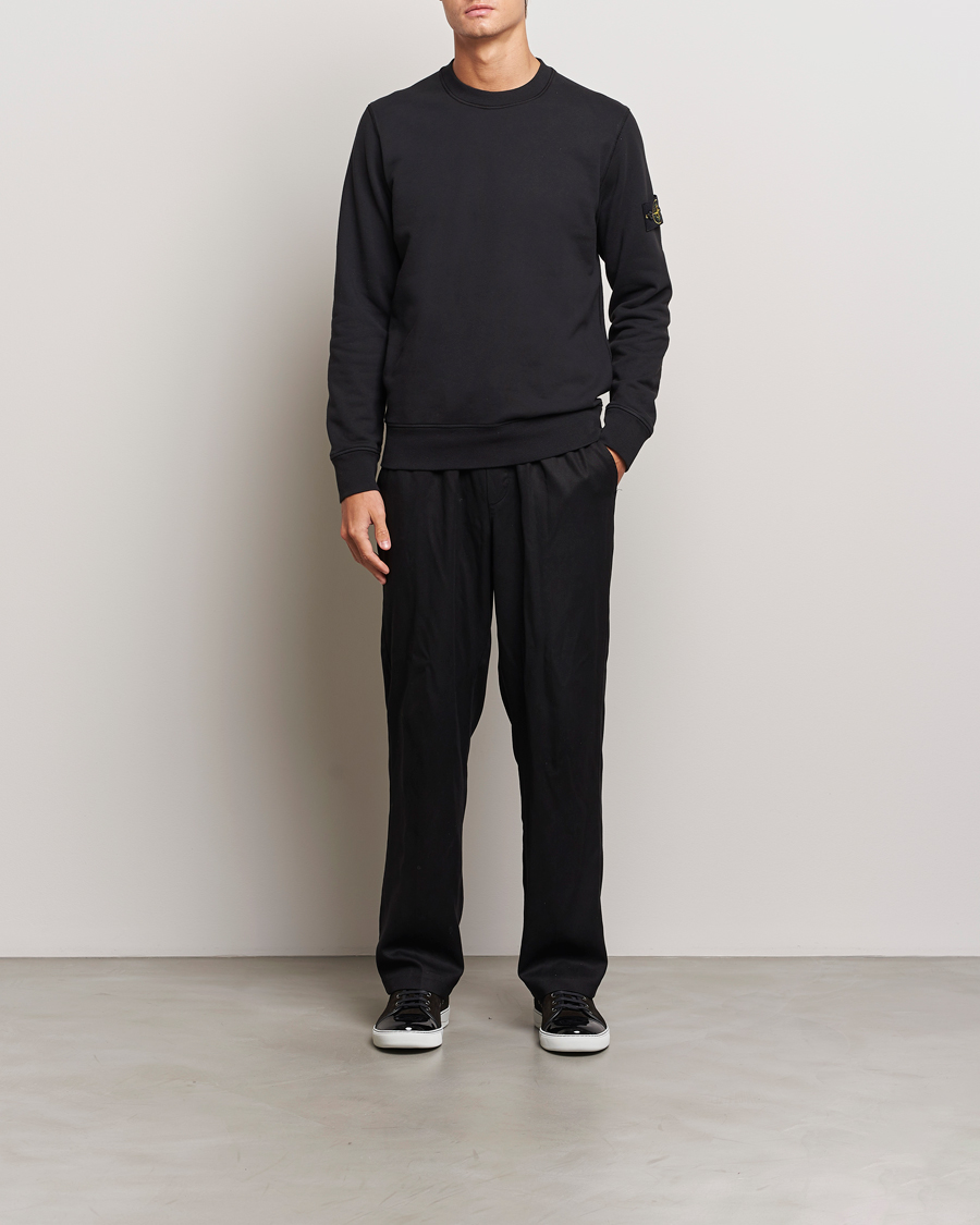 Men | Sweaters & Knitwear | Stone Island | Garment Dyed Fleece Sweatshirt Black