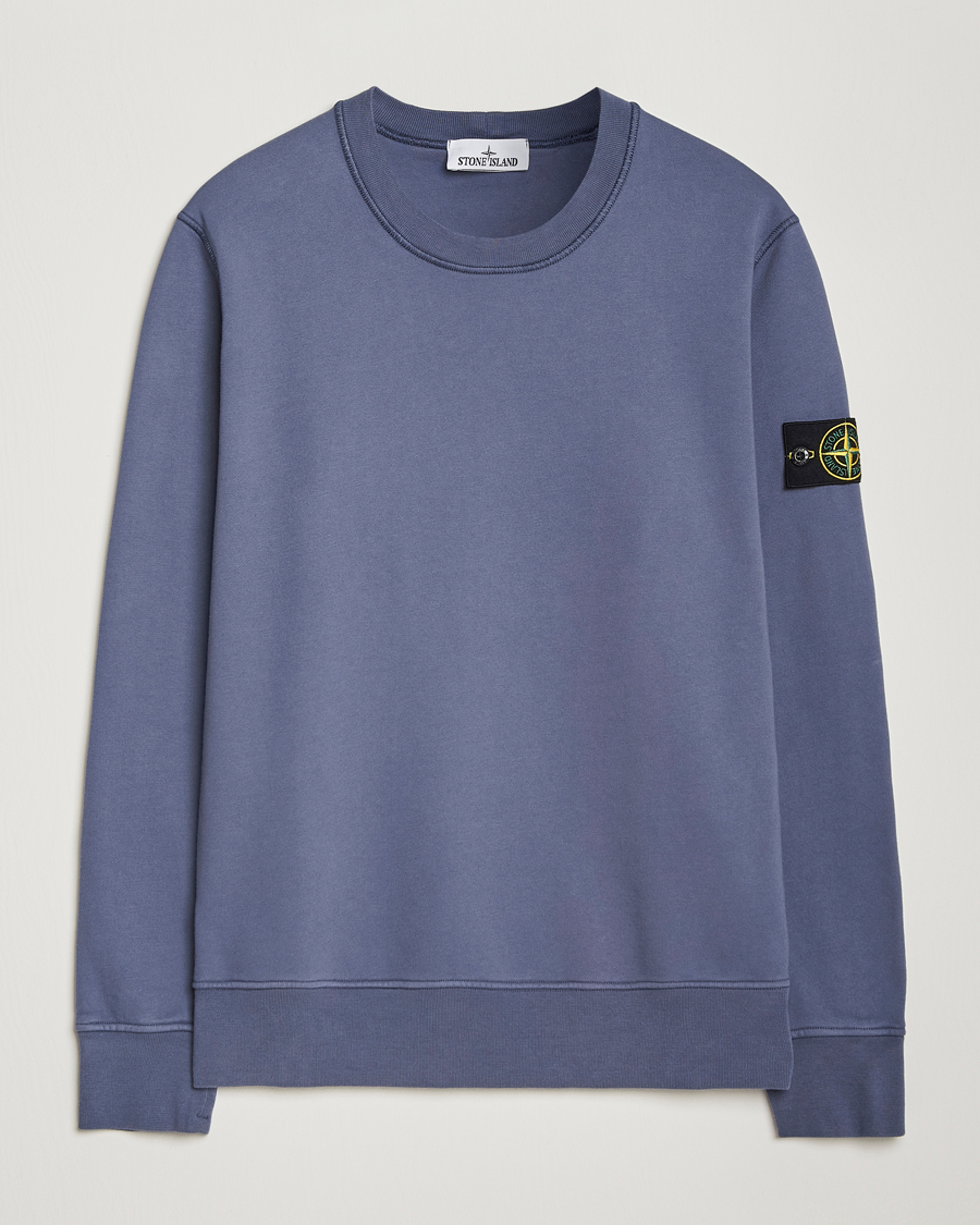 Men | Sweaters & Knitwear | Stone Island | Garment Dyed Fleece Sweatshirt Mid Blue
