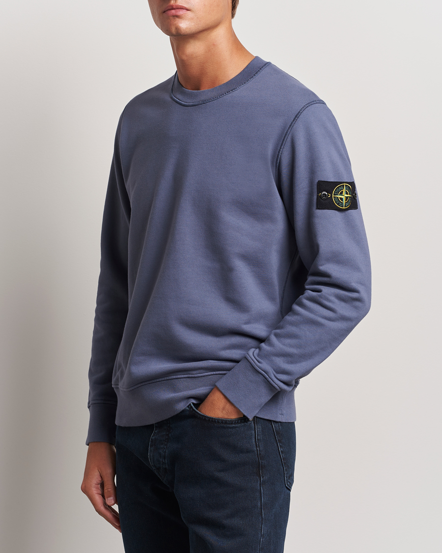 Men | Sweaters & Knitwear | Stone Island | Garment Dyed Fleece Sweatshirt Mid Blue