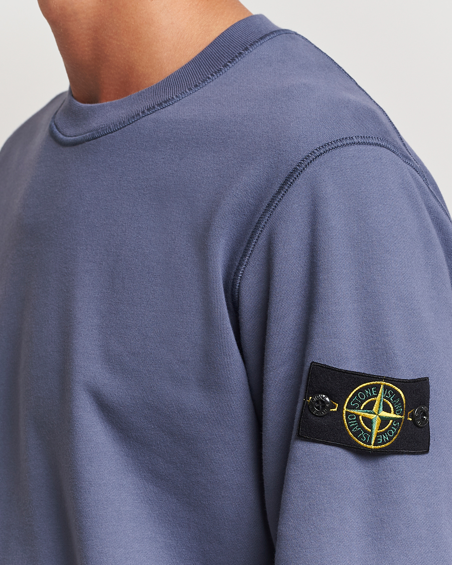 Men | Sweaters & Knitwear | Stone Island | Garment Dyed Fleece Sweatshirt Mid Blue