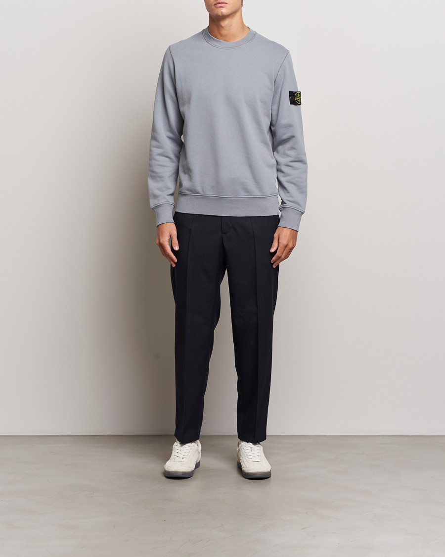 Men | Sweaters & Knitwear | Stone Island | Garment Dyed Fleece Sweatshirt Grey Green