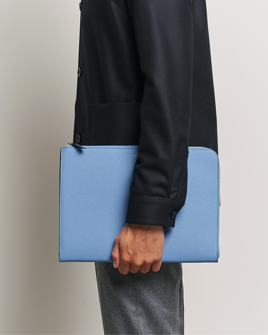 Men | Bags | Smythson | Panama Small Laptop Case Nile Blue