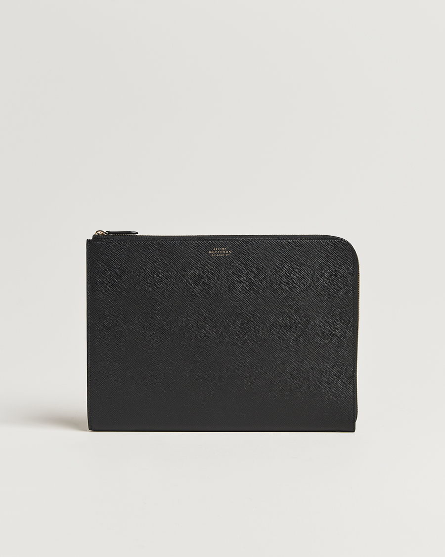 Men | Bags | Smythson | Panama Small Laptop Case Black