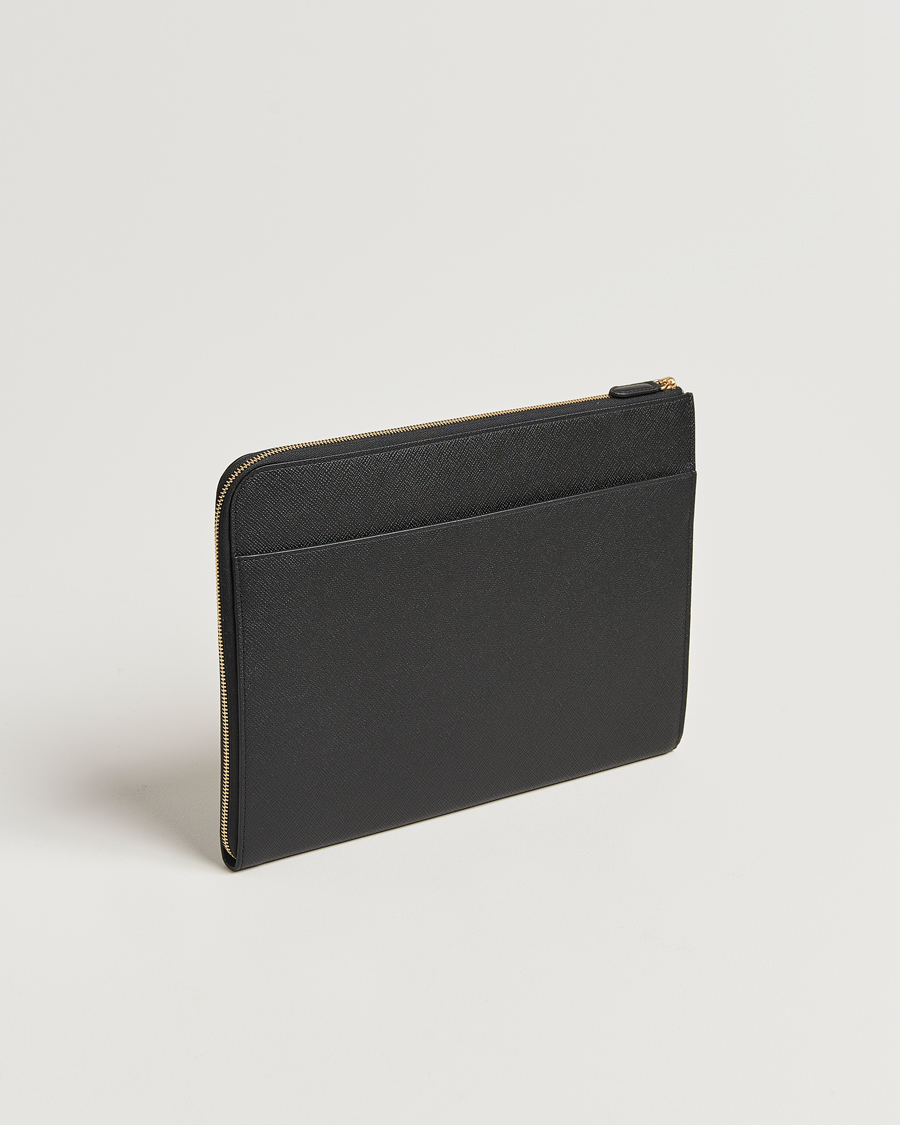 Men | Bags | Smythson | Panama Small Laptop Case Black