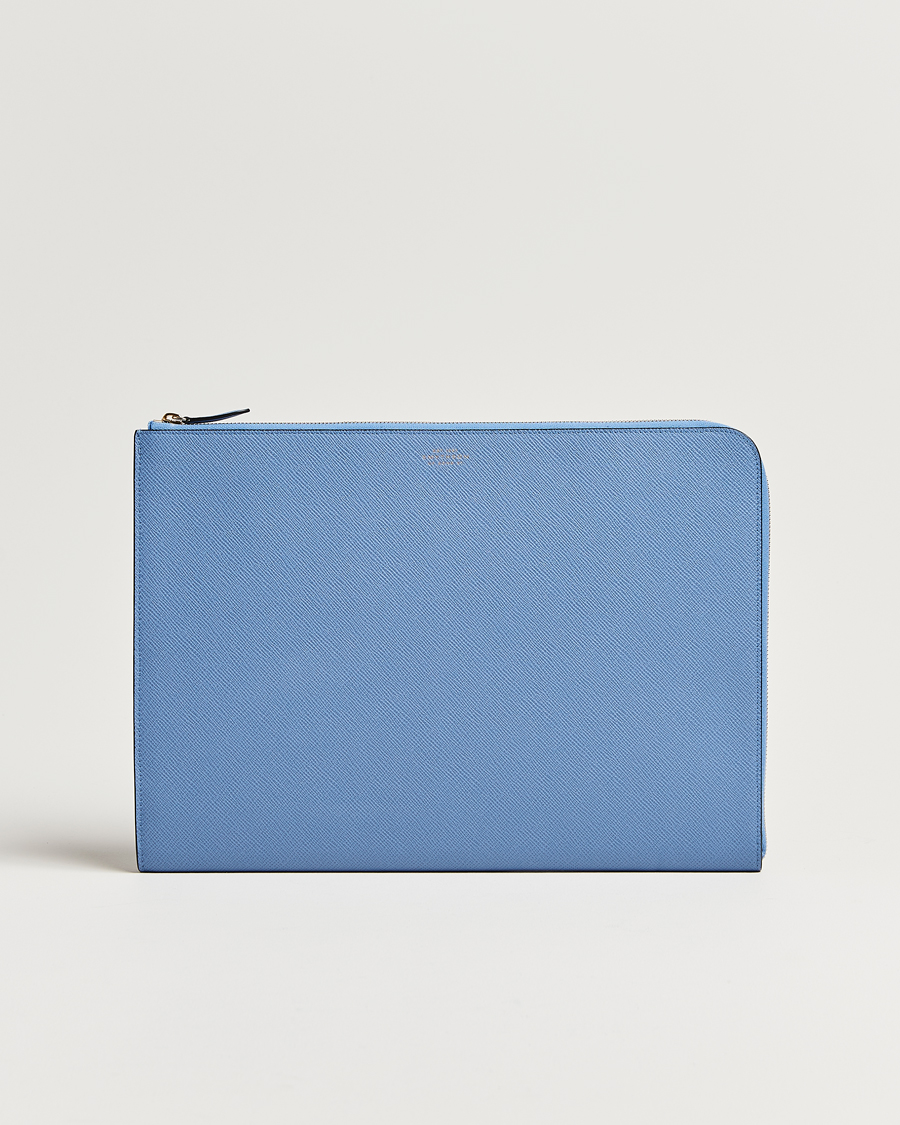 Men | Bags | Smythson | Panama Large Laptop Case Nile Blue