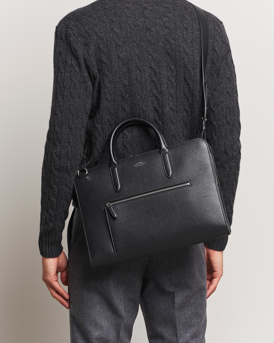 Men | Bags | Smythson | Ludlow Ultra Slim Brefcase With Zip Front Black