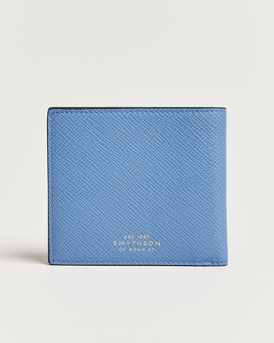 Men | Wallets | Smythson | Panama 6 Card Leather Wallet Nile Blue