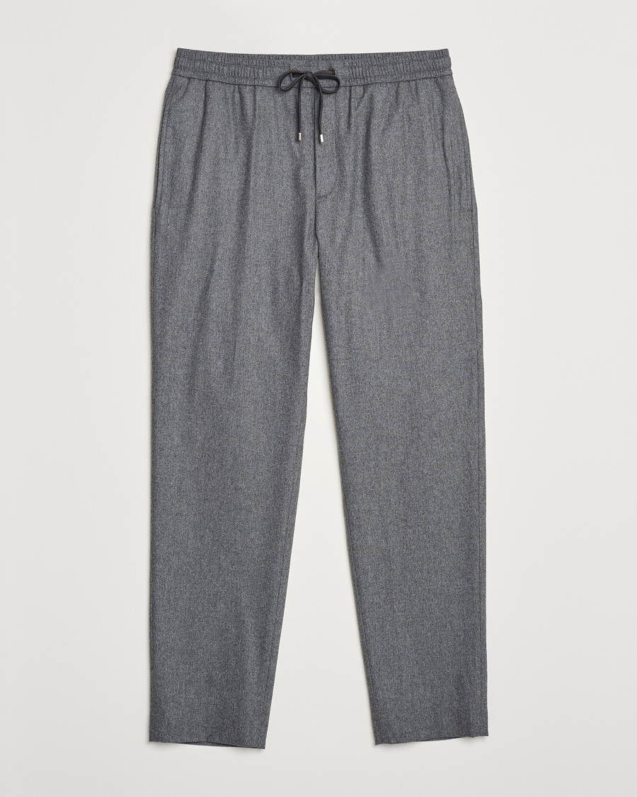 Men | Trousers | Moncler | Flannel Drawstring Pants Grey Melange