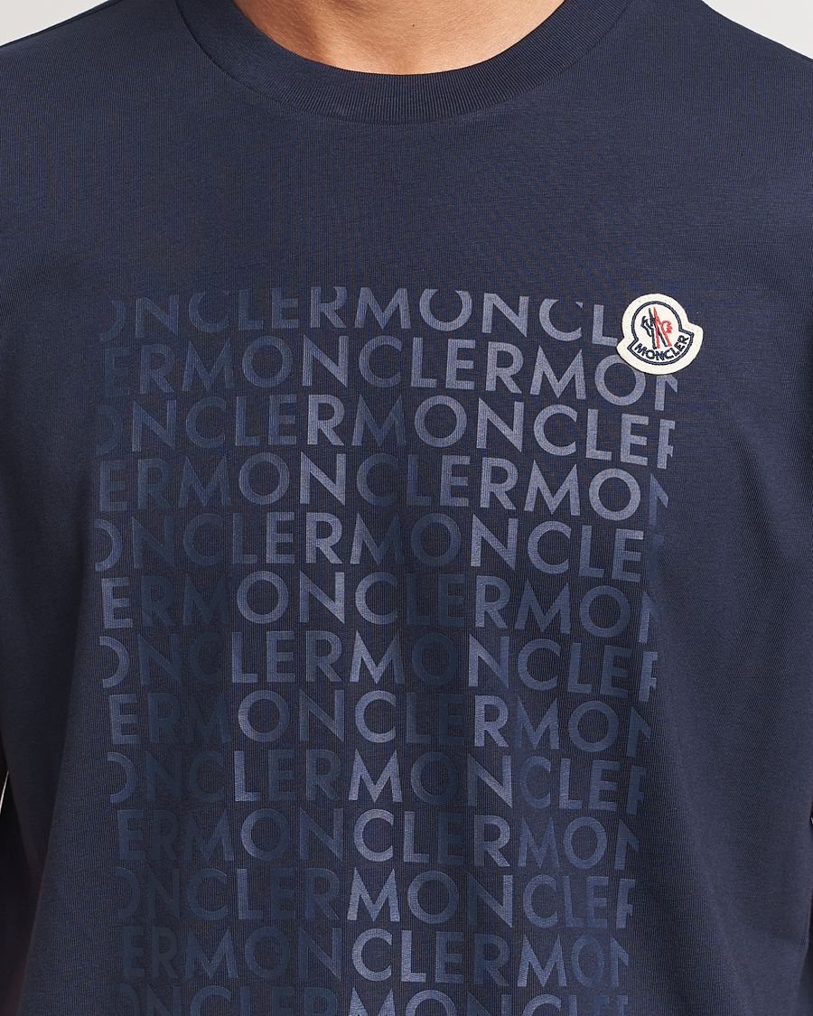 Men | T-Shirts | Moncler | All Over Lettering T-Shirt Navy