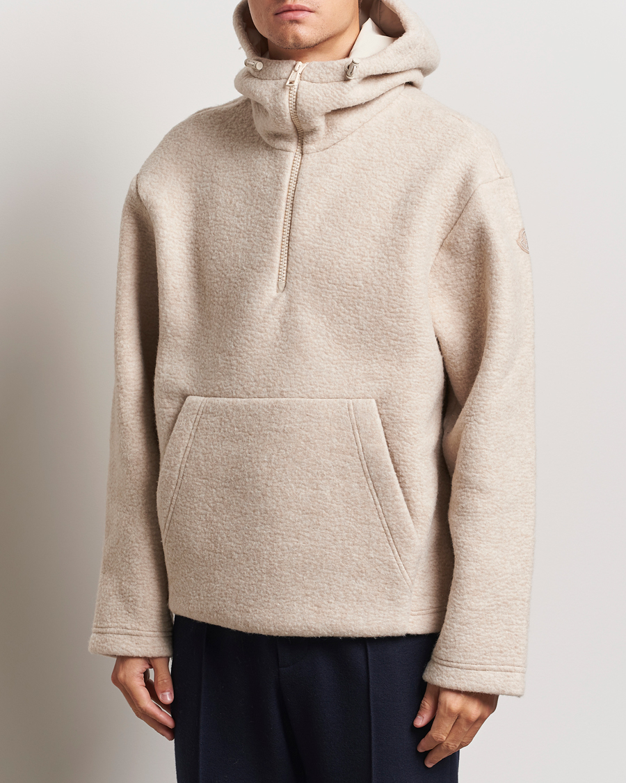 Men | Sweaters & Knitwear | Moncler | Half Zip Hoodie Beige