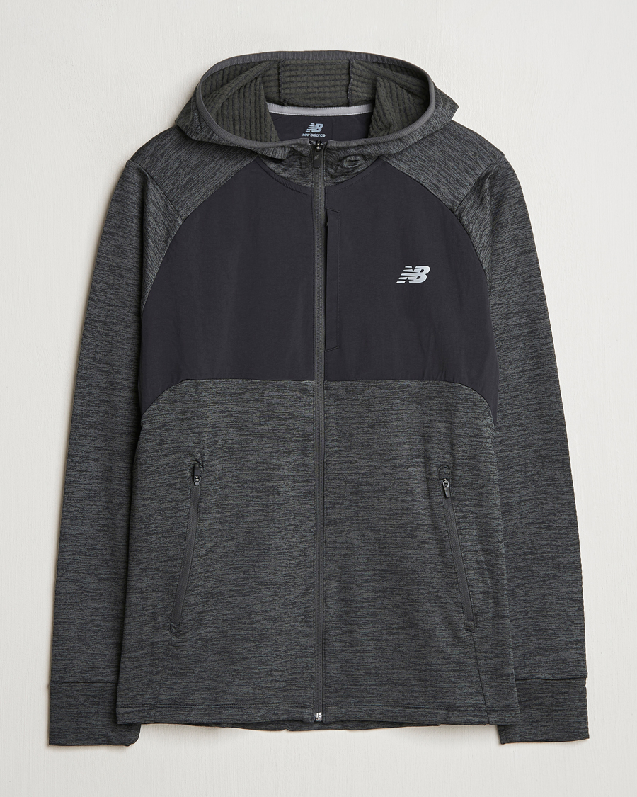 Men | Sweaters & Knitwear | New Balance Running | Heat Grid Hooded Full Zip Black