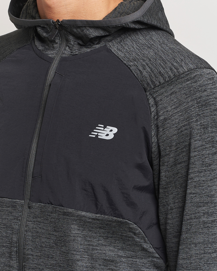 Men | Sweaters & Knitwear | New Balance Running | Heat Grid Hooded Full Zip Black