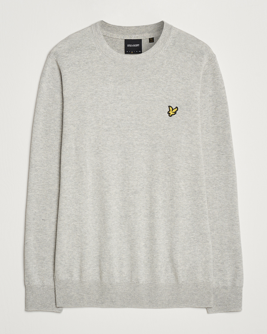 Men | Sweaters & Knitwear | Lyle & Scott | Cotton/Merino Crew Neck Jumper Light Grey Marl