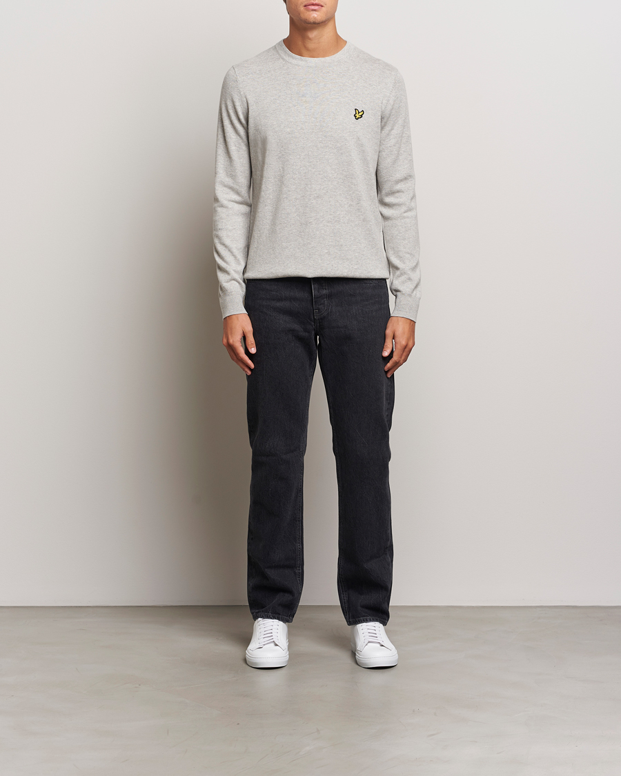 Men | Sweaters & Knitwear | Lyle & Scott | Cotton/Merino Crew Neck Jumper Light Grey Marl