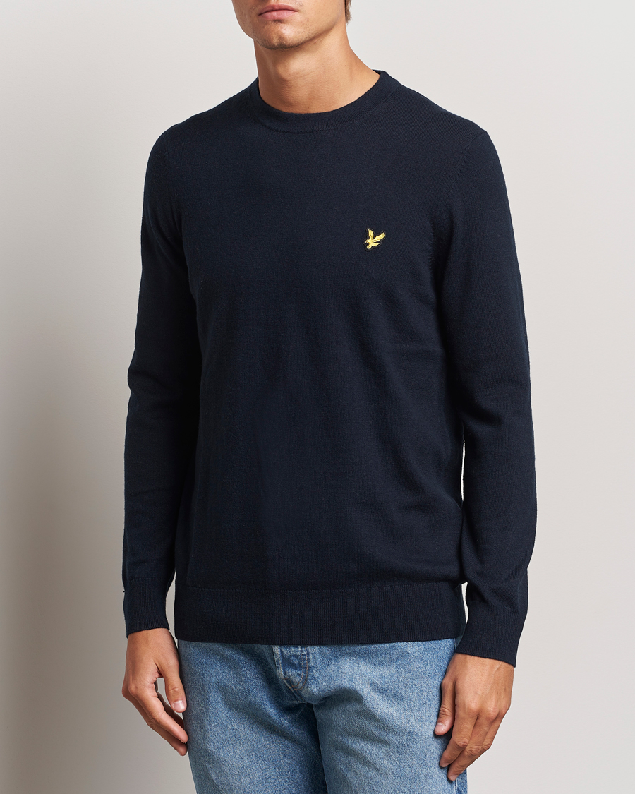 Men | Sweaters & Knitwear | Lyle & Scott | Cotton/Merino Crew Neck Jumper Dark Navy