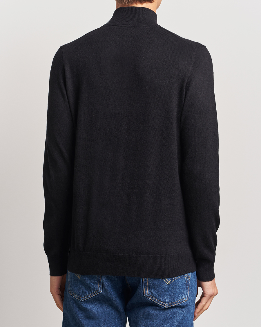 Men | Sweaters & Knitwear | Lyle & Scott | Cotton/Merino Half Zip Jet Black