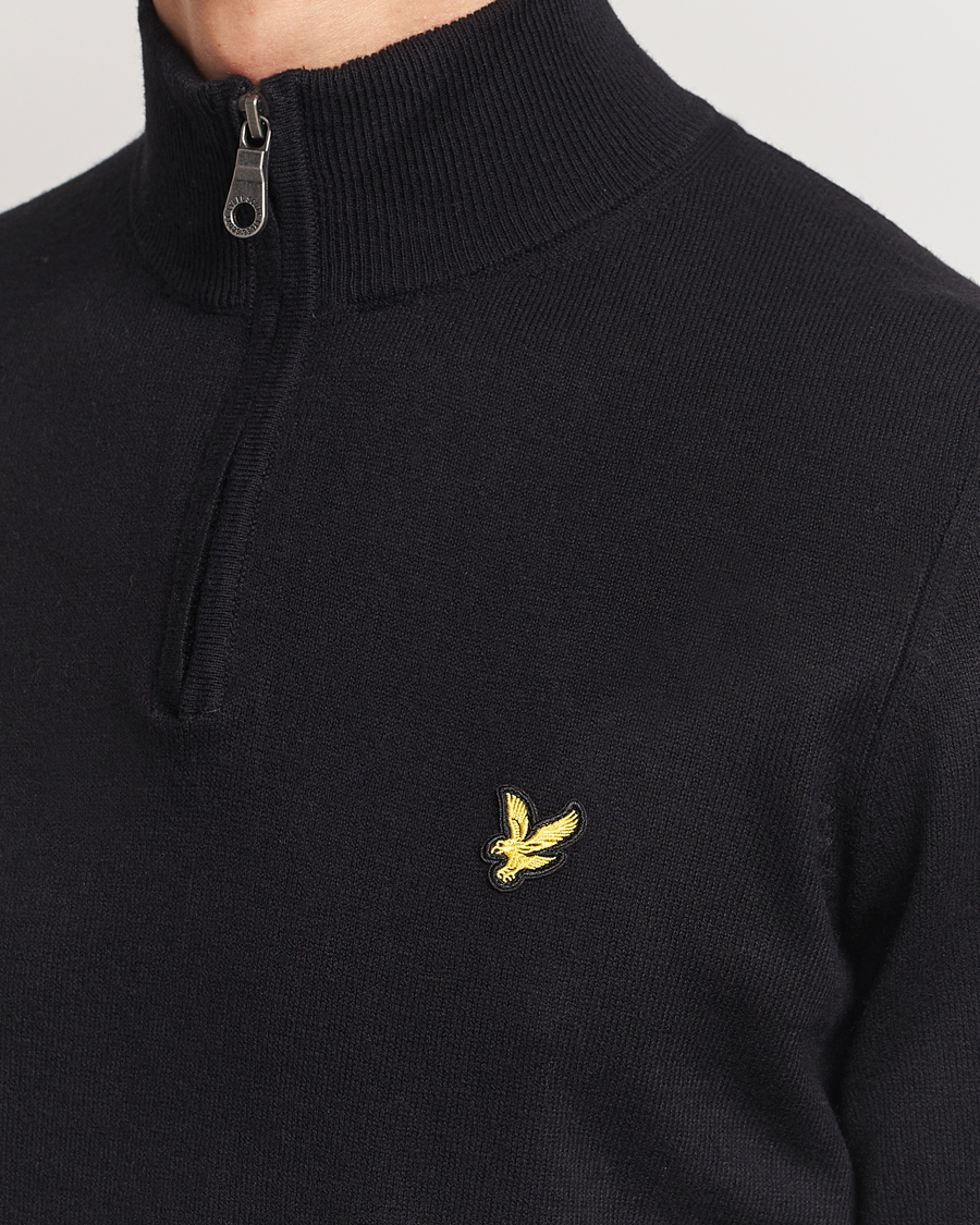 Men | Sweaters & Knitwear | Lyle & Scott | Cotton/Merino Half Zip Jet Black