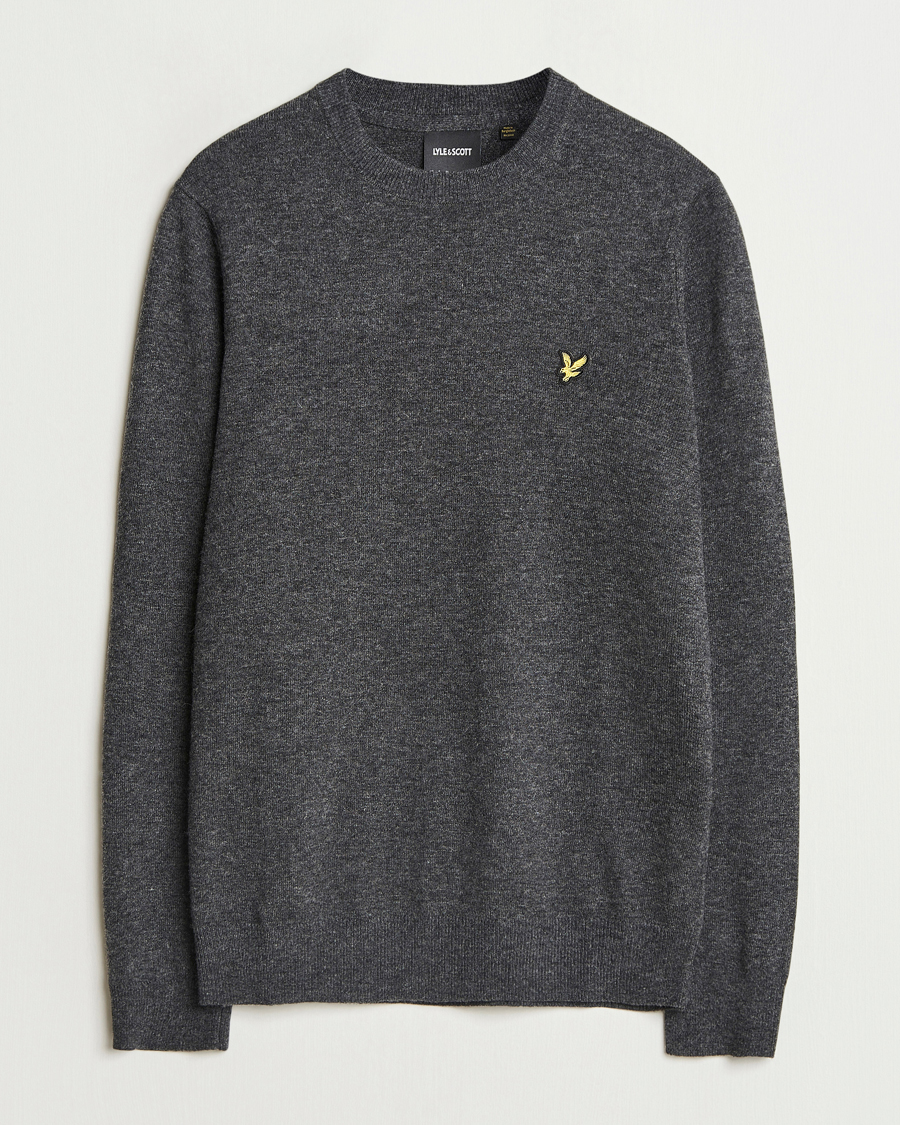 Men | Sweaters & Knitwear | Lyle & Scott | Lambswool Crew Neck Pullover Charcoal Marl