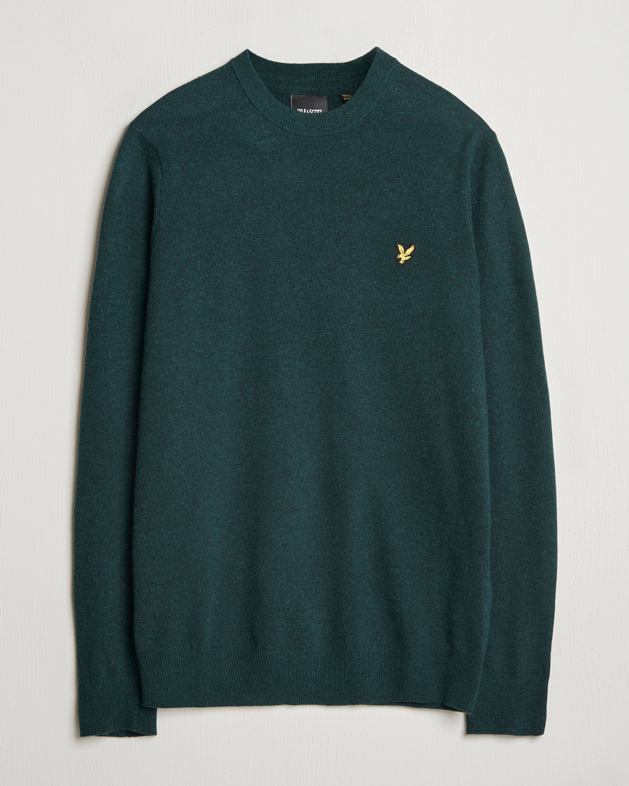 Men | Sweaters & Knitwear | Lyle & Scott | Lambswool Crew Neck Pullover Argyle Teal Marl