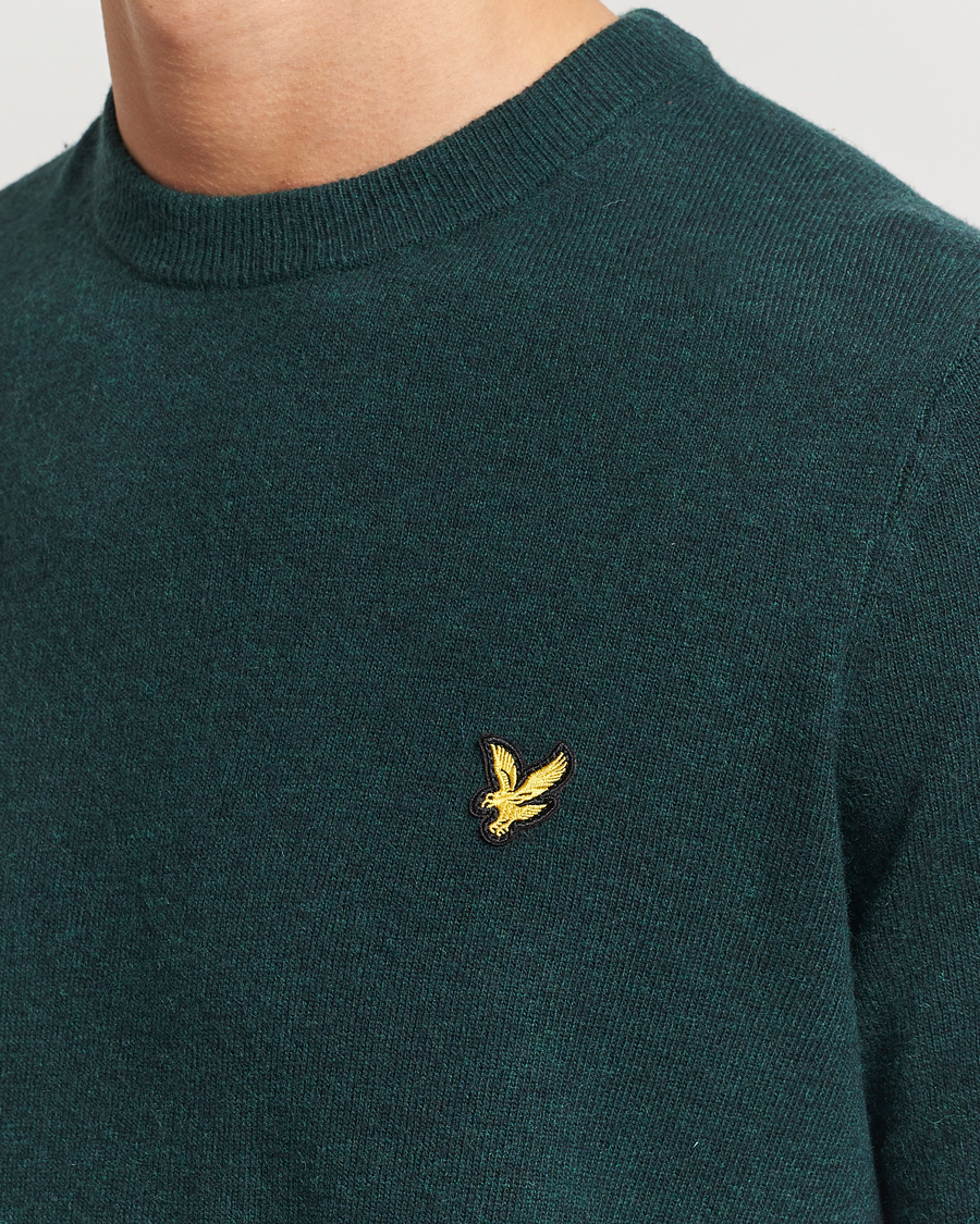 Men | Sweaters & Knitwear | Lyle & Scott | Lambswool Crew Neck Pullover Argyle Teal Marl