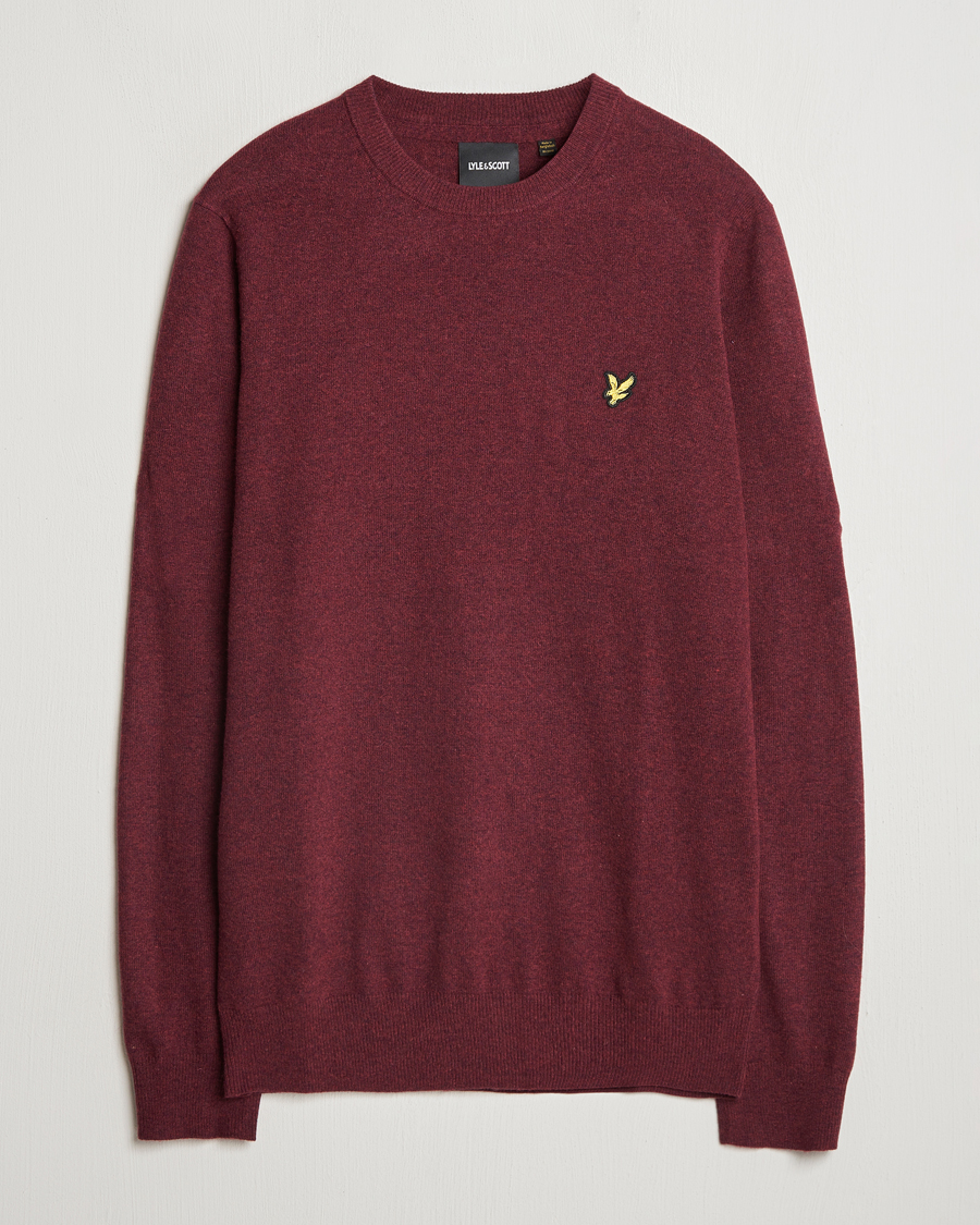 Men | Sweaters & Knitwear | Lyle & Scott | Lambswool Crew Neck Pullover Burgundy Marl