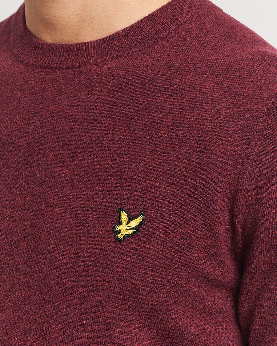 Men | Sweaters & Knitwear | Lyle & Scott | Lambswool Crew Neck Pullover Burgundy Marl