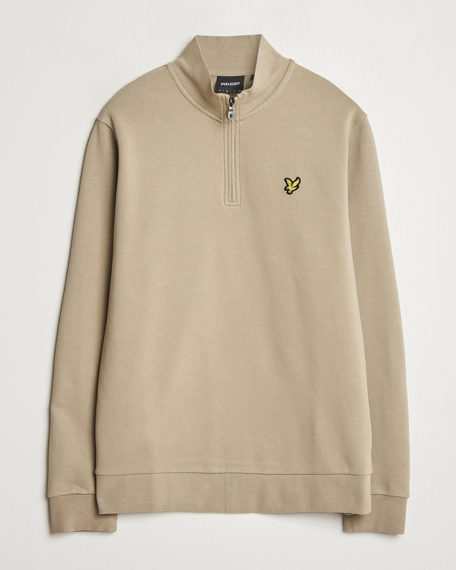 Men | Sweaters & Knitwear | Lyle & Scott | Loopback Half Zip Sweater Sage Uniform