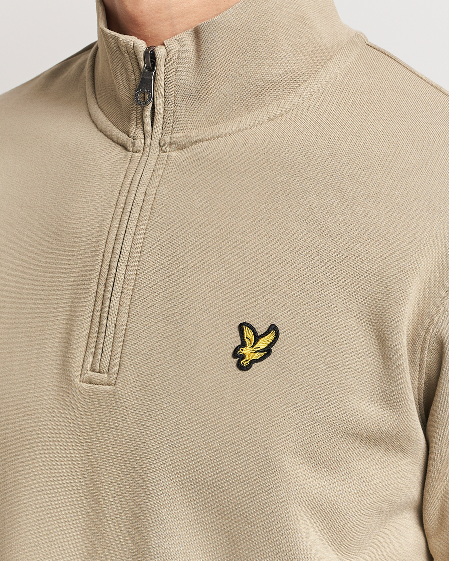 Men | Sweaters & Knitwear | Lyle & Scott | Loopback Half Zip Sweater Sage Uniform