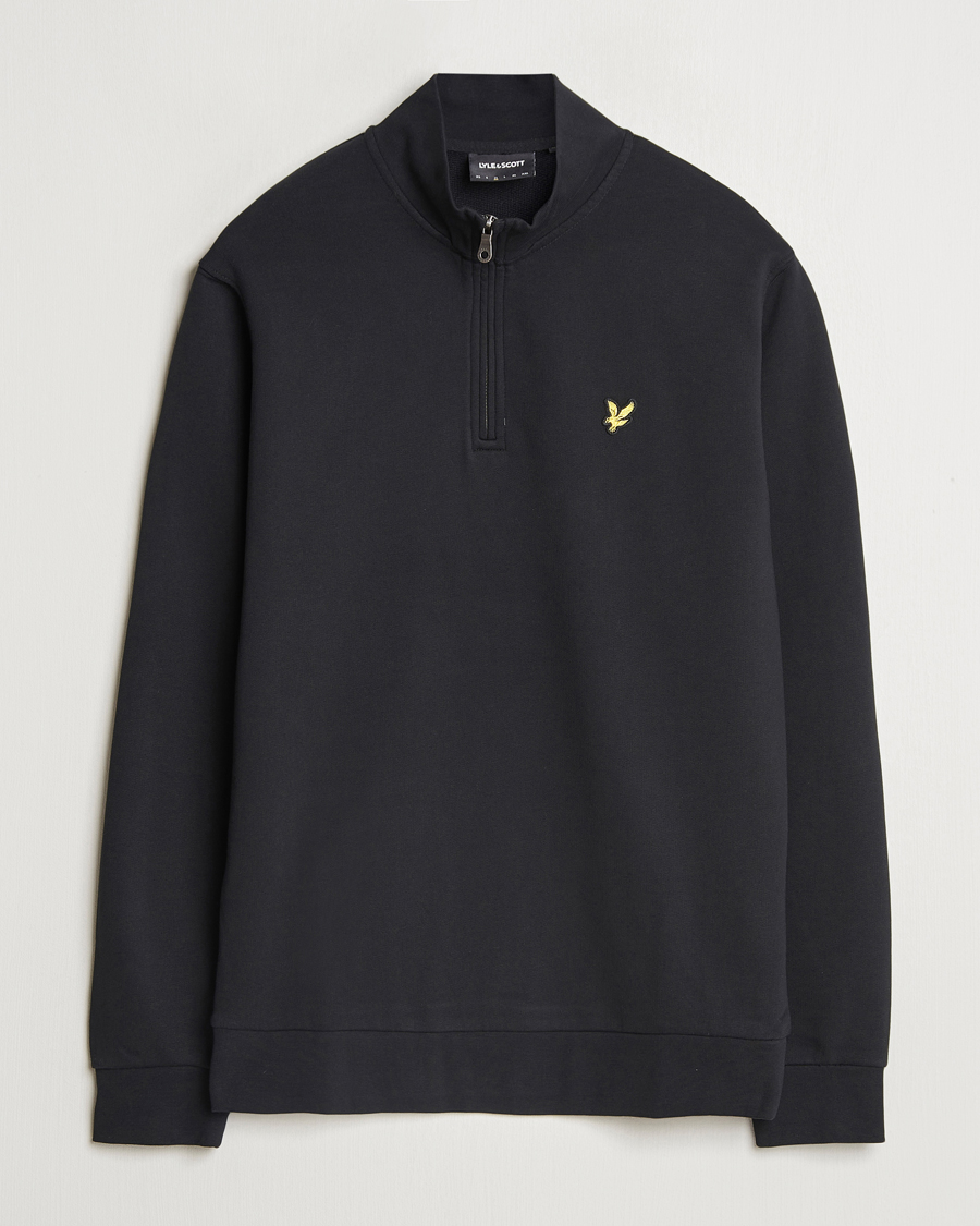 Men | Sweaters & Knitwear | Lyle & Scott | Loopback Half Zip Sweater Jet Black