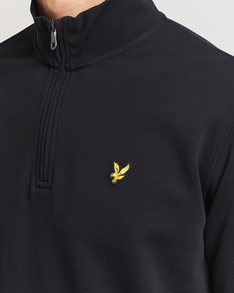 Men | Sweaters & Knitwear | Lyle & Scott | Loopback Half Zip Sweater Jet Black