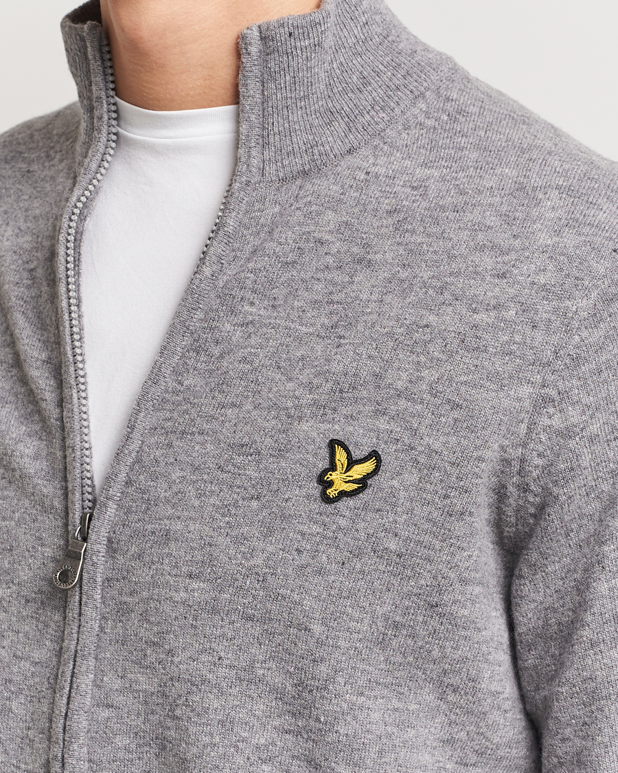 Men | Sweaters & Knitwear | Lyle & Scott | Lambswool Full Zip Mid Grey Marl