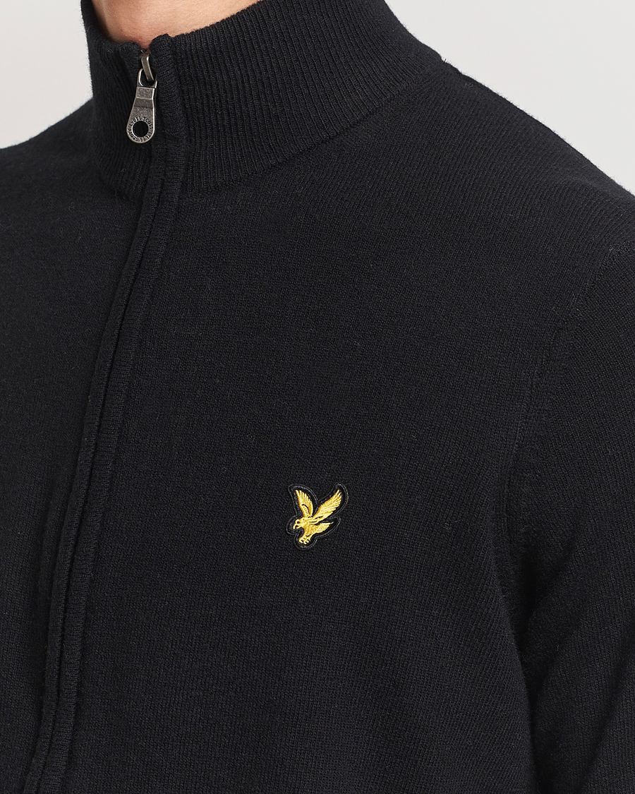 Men | Sweaters & Knitwear | Lyle & Scott | Lambswool Full Zip Jet Black Marl