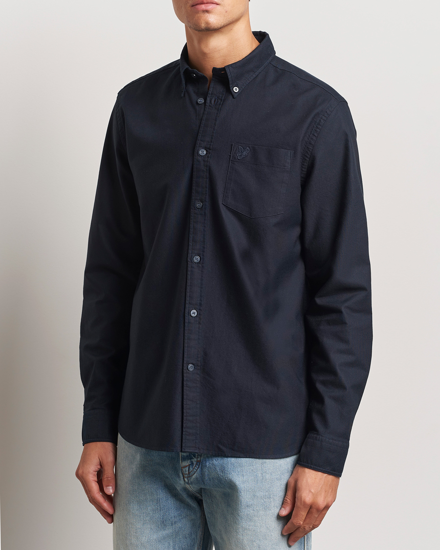 Men | Shirts | Lyle & Scott | Tonal Eagle Plain Oxford Shirt Dark Navy