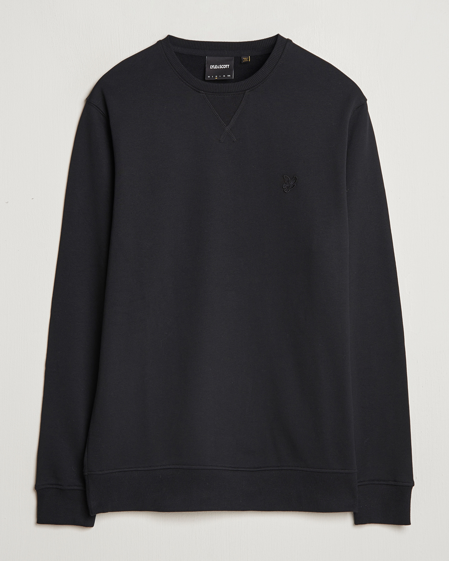 Men | Sweaters & Knitwear | Lyle & Scott | Tonal Eagle Crew Neck Sweatshirt Jet Black