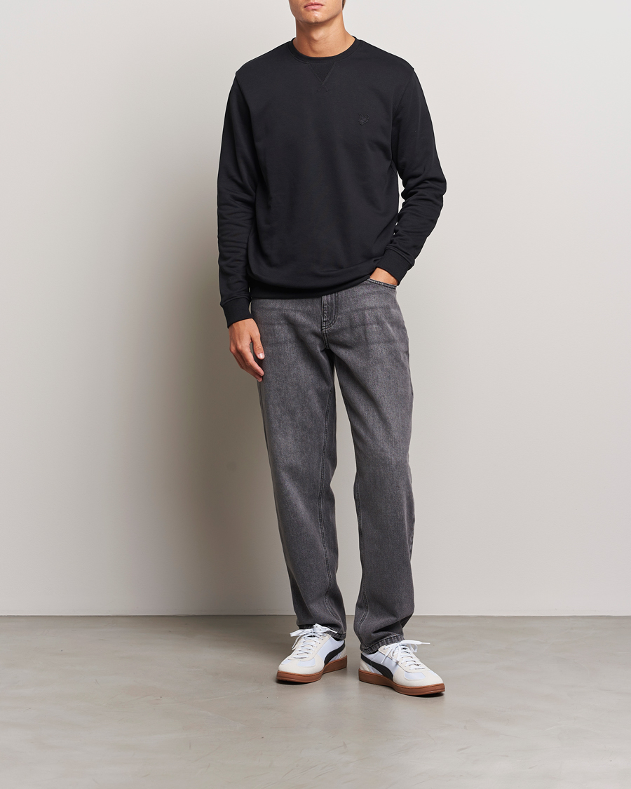 Men | Sweaters & Knitwear | Lyle & Scott | Tonal Eagle Crew Neck Sweatshirt Jet Black
