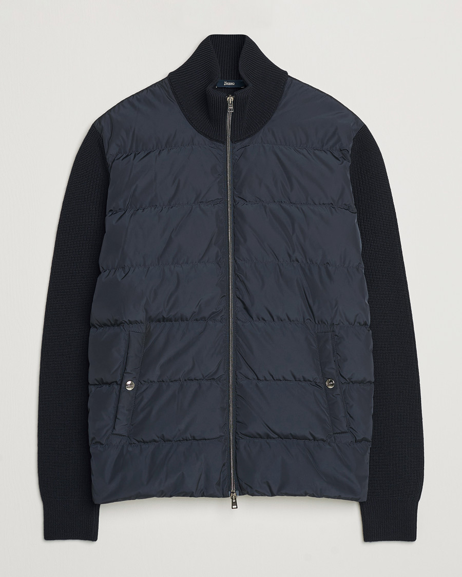 Men | Coats & Jackets | Herno | Knitted Hybrid Jacket Navy
