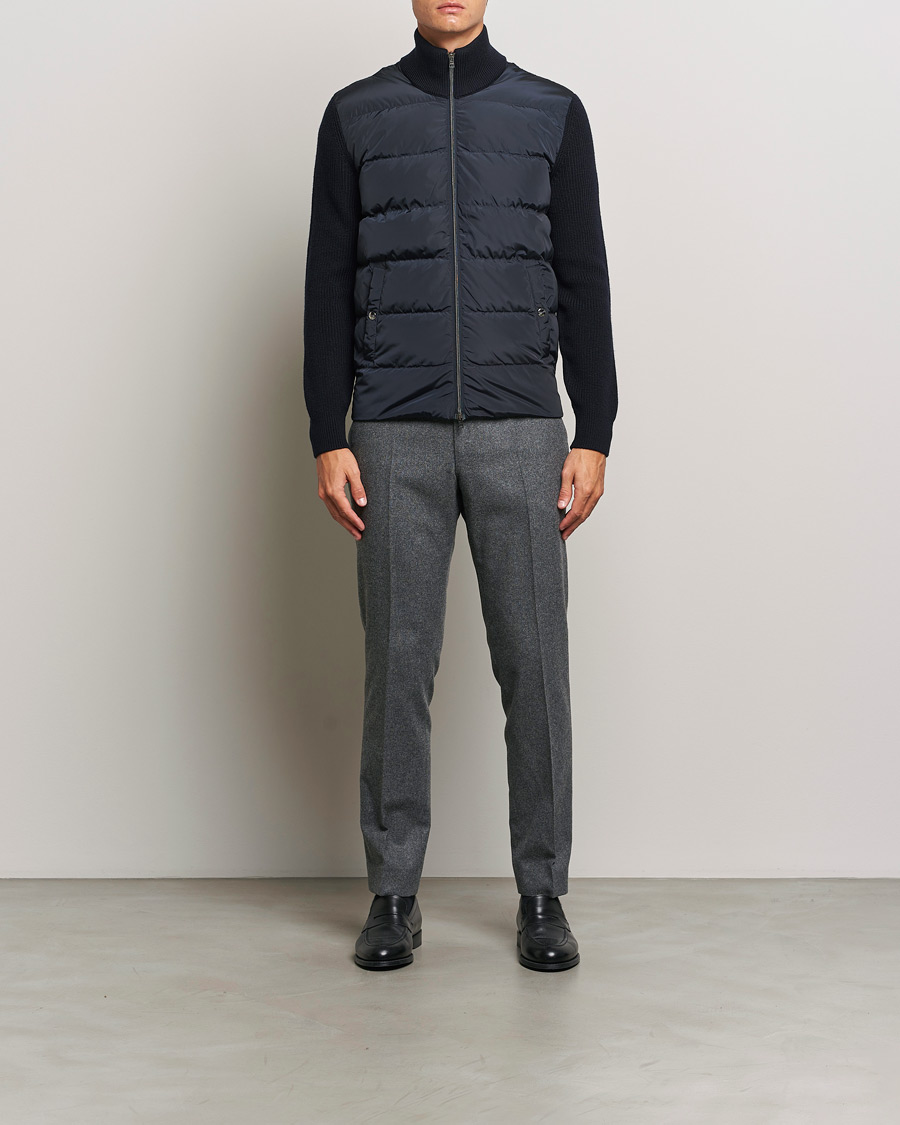 Men | Coats & Jackets | Herno | Knitted Hybrid Jacket Navy