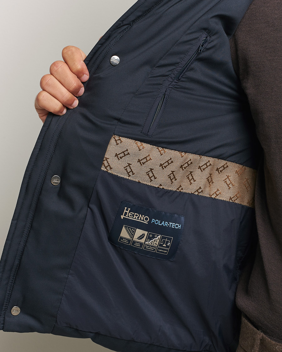 Men | Coats & Jackets | Herno | Faux Fur Down Jacket Navy