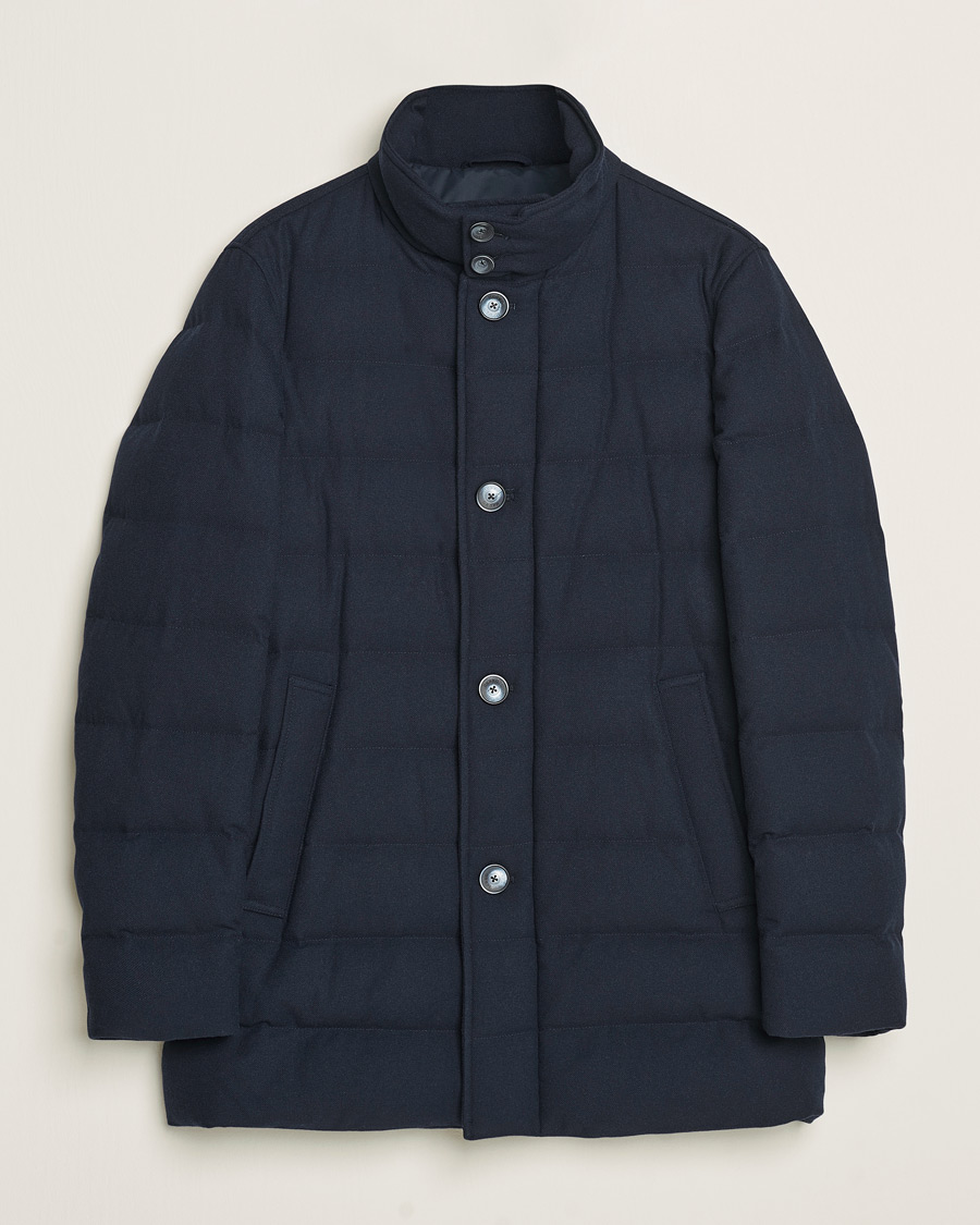 Men | Coats & Jackets | Herno | Cashmere Flannel Down Coat Navy