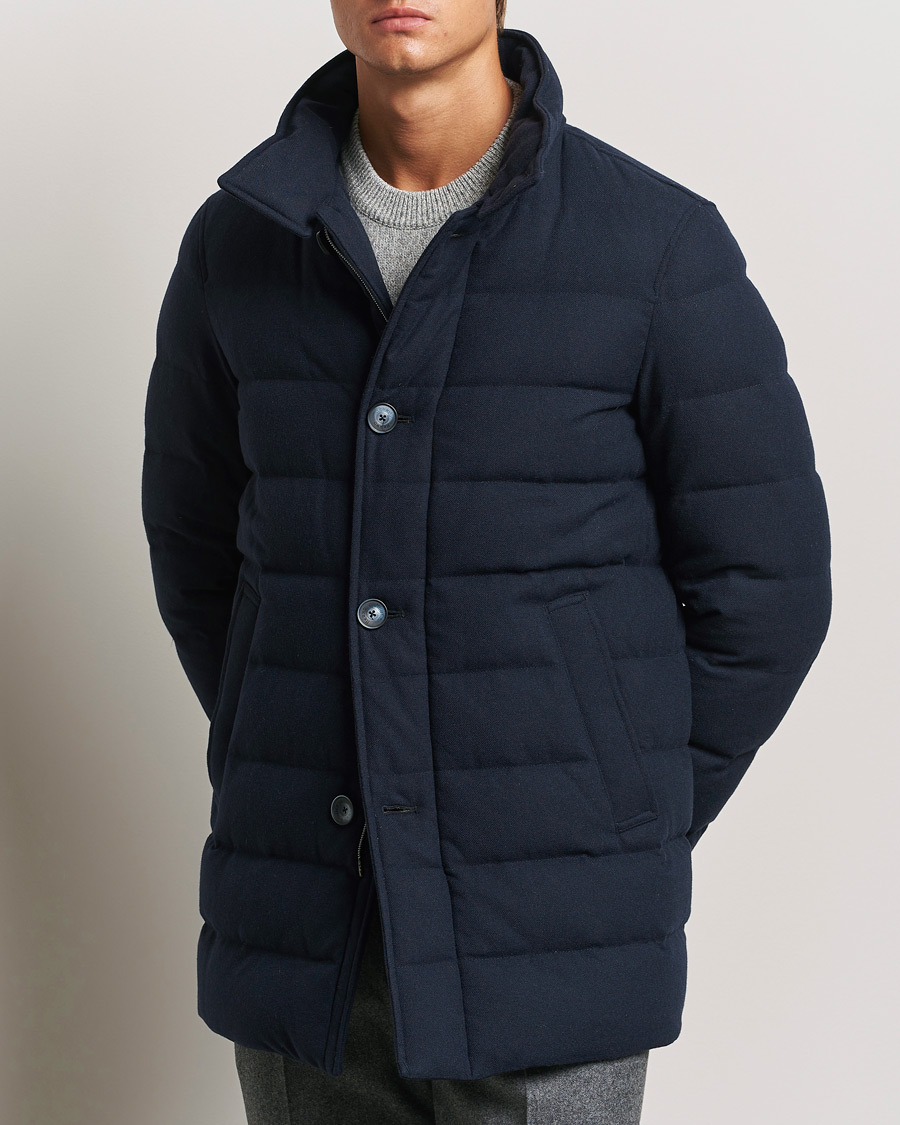 Men | Coats & Jackets | Herno | Cashmere Flannel Down Coat Navy