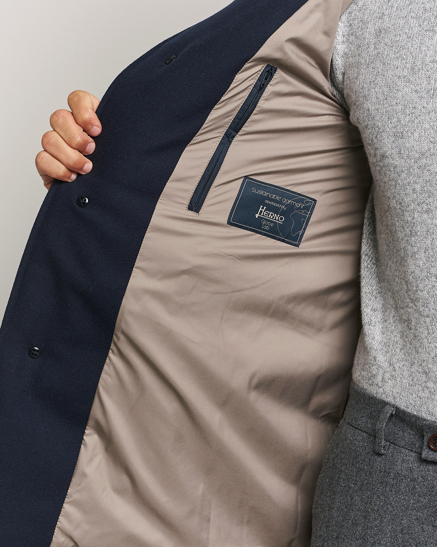 Men | Coats & Jackets | Herno | Cashmere Flannel Down Coat Navy