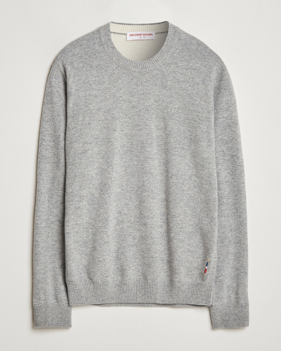 Men | Sweaters & Knitwear | Orlebar Brown | Levar Cashmere Crewneck Oyster Grey
