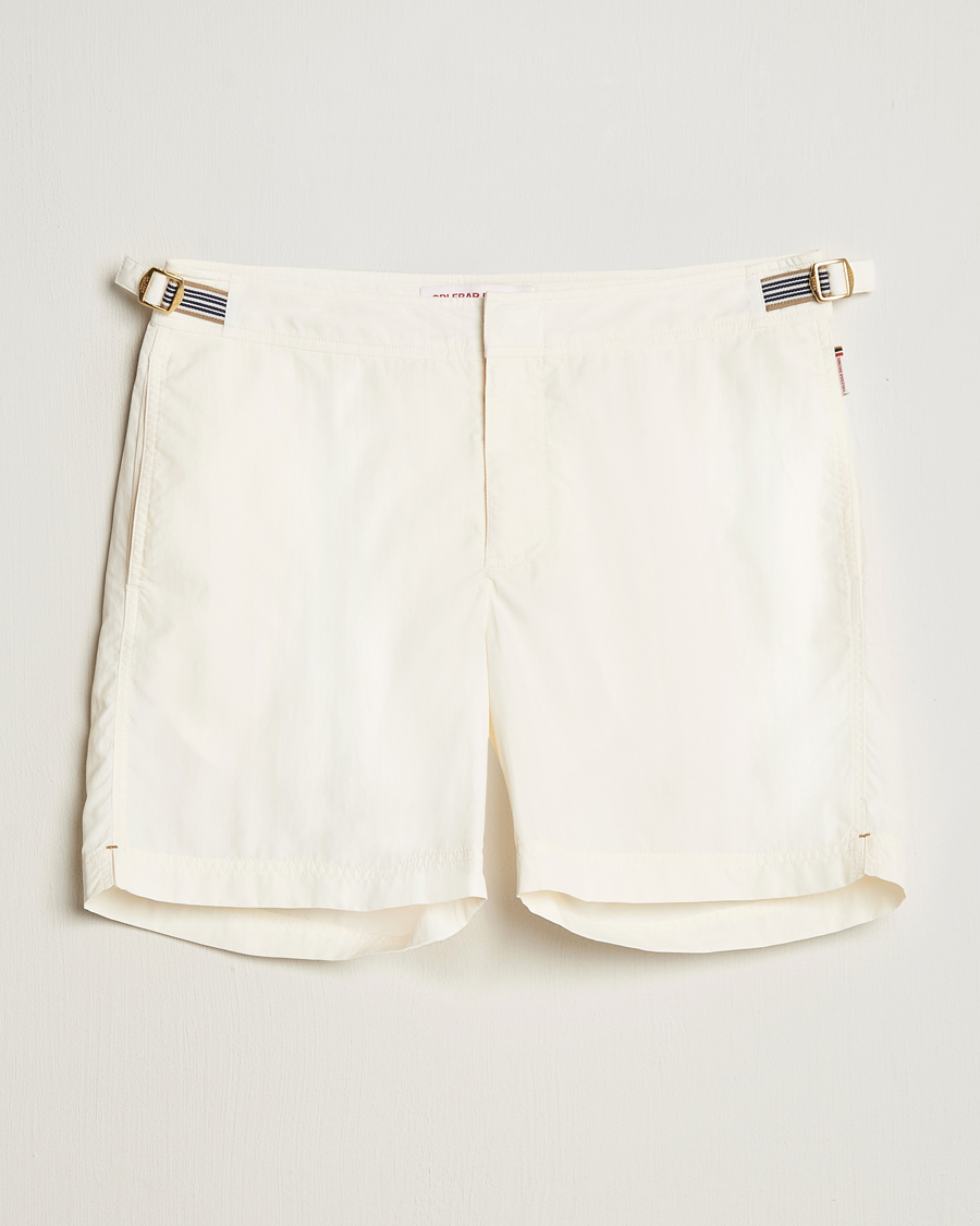 Men | Orlebar Brown Bulldog Ribbon Tape Trim Swimshorts White Sand | Orlebar Brown | Bulldog Ribbon Tape Trim Swimshorts White Sand
