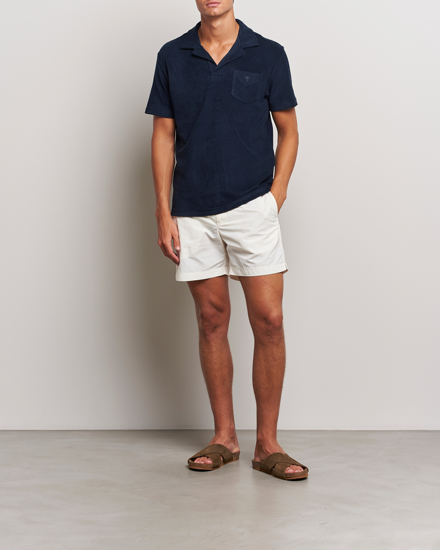 Men | Orlebar Brown Bulldog Ribbon Tape Trim Swimshorts White Sand | Orlebar Brown | Bulldog Ribbon Tape Trim Swimshorts White Sand