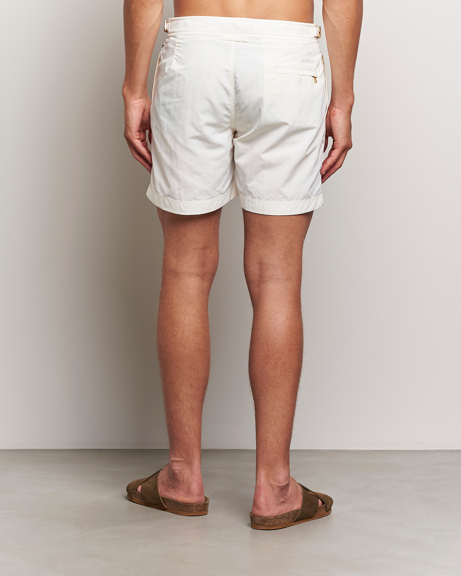 Men | Orlebar Brown Bulldog Ribbon Tape Trim Swimshorts White Sand | Orlebar Brown | Bulldog Ribbon Tape Trim Swimshorts White Sand