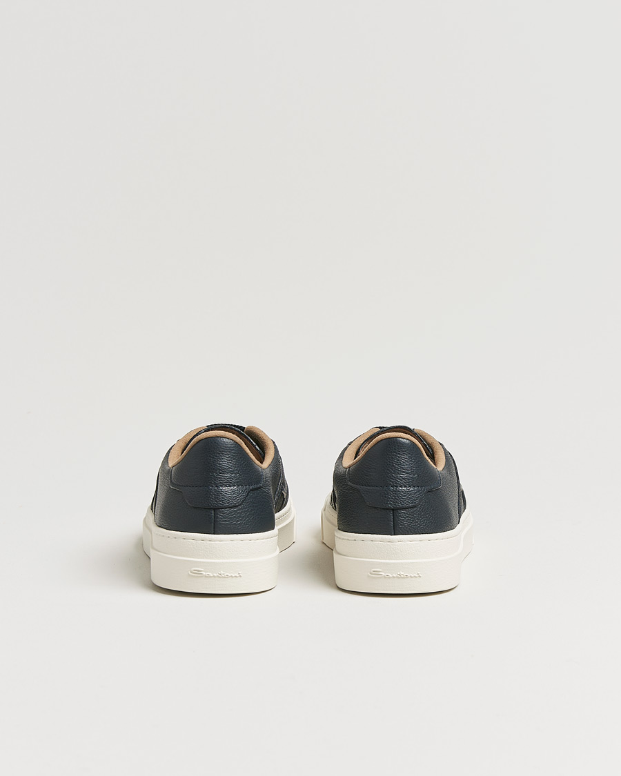 Men | Santoni Double Buckle Sneakers Navy Grain | Santoni | Double Buckle Sneakers Navy Grain