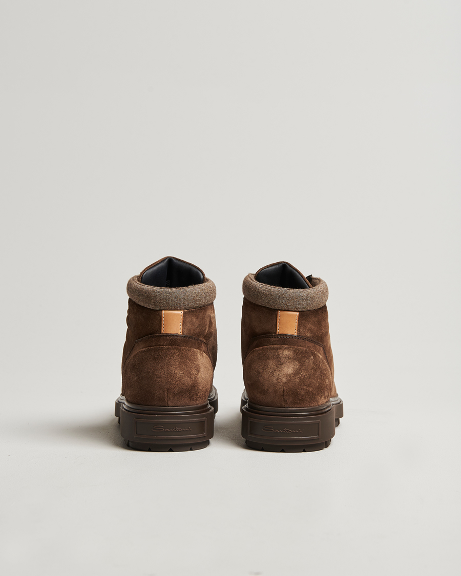 Men | Santoni St Moritz No Lace Boot Dark Brown Suede | Santoni | St Moritz No Lace Boot Dark Brown Suede