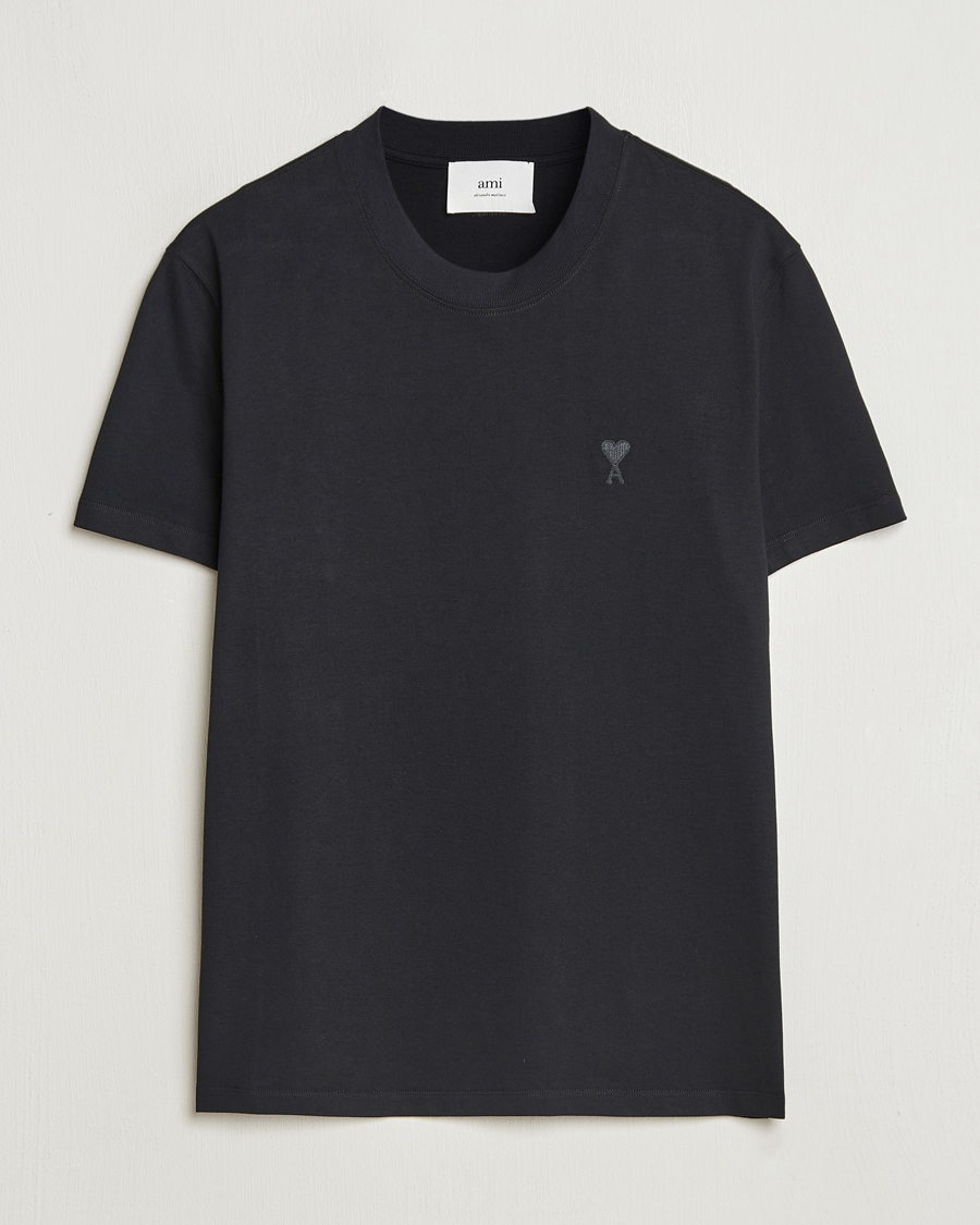 Men | T-Shirts | AMI | Tonal Heart Logo T-Shirt Black